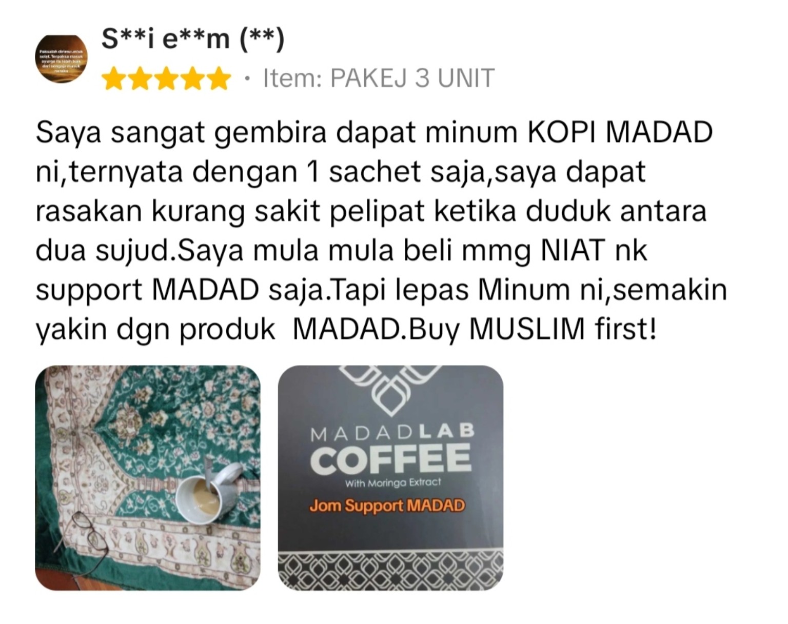 Screenshot ulasan pelanggan MadadLab Coffee 03