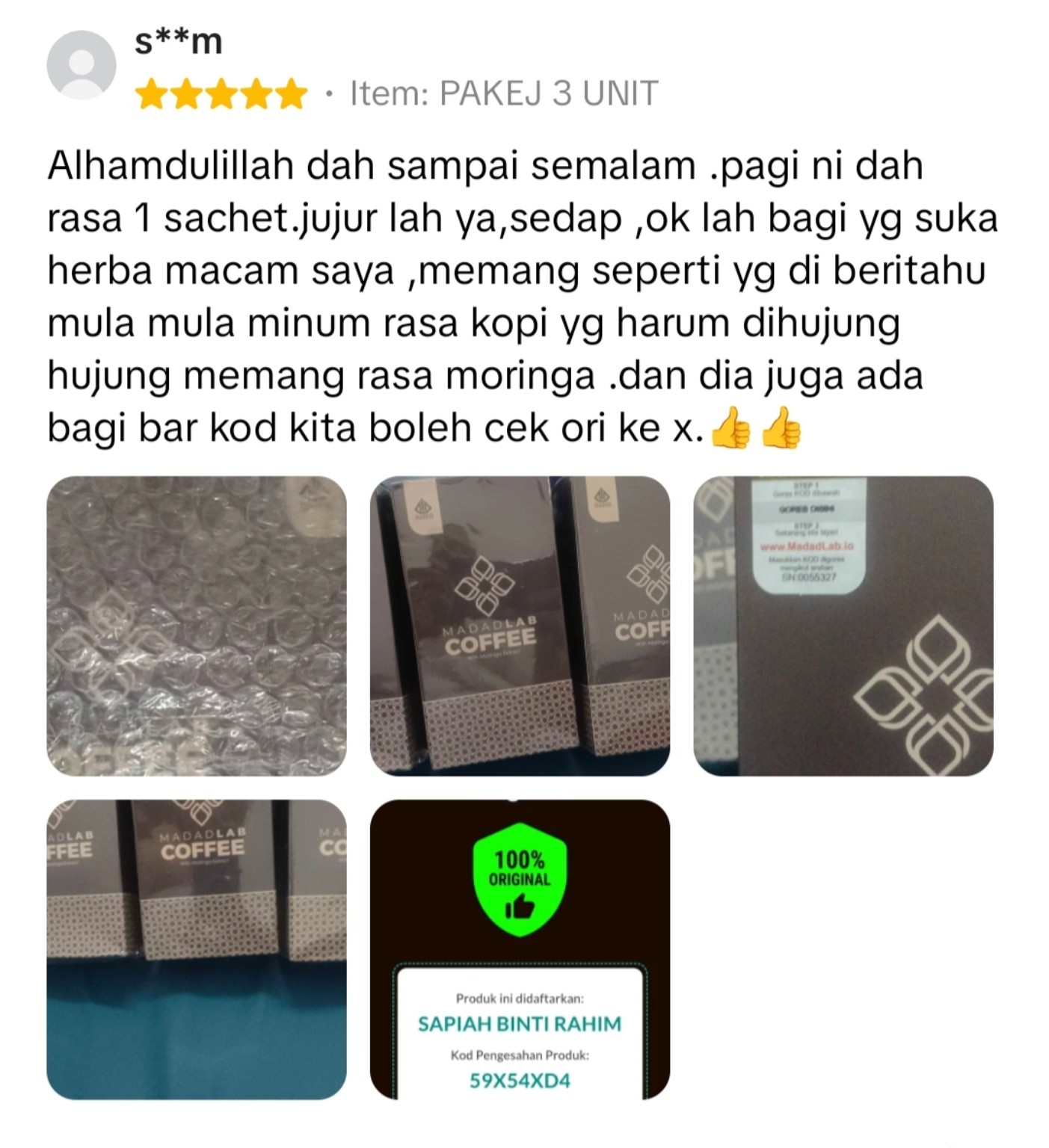 Screenshot ulasan pelanggan MadadLab Coffee 04