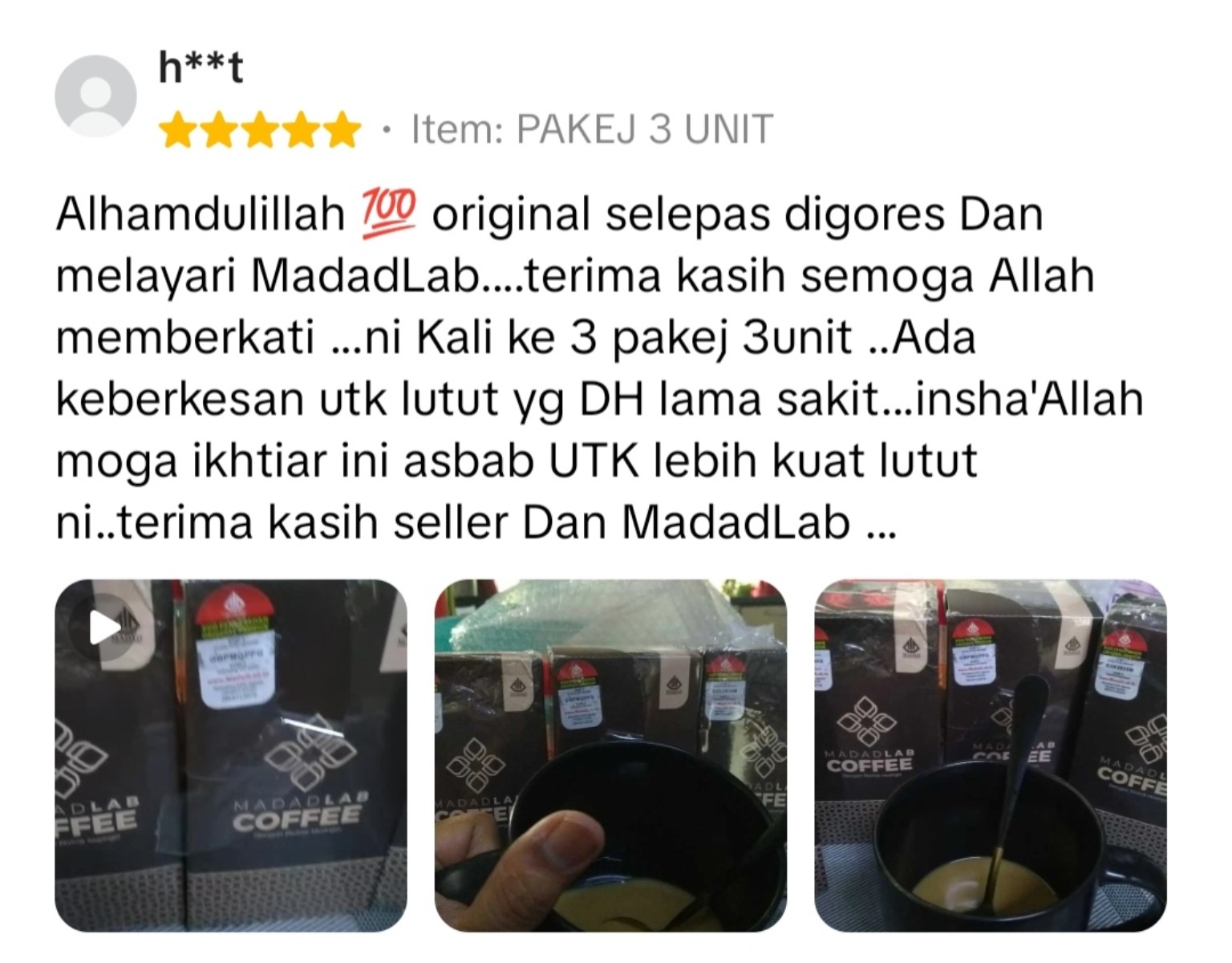 Screenshot ulasan pelanggan MadadLab Coffee 05