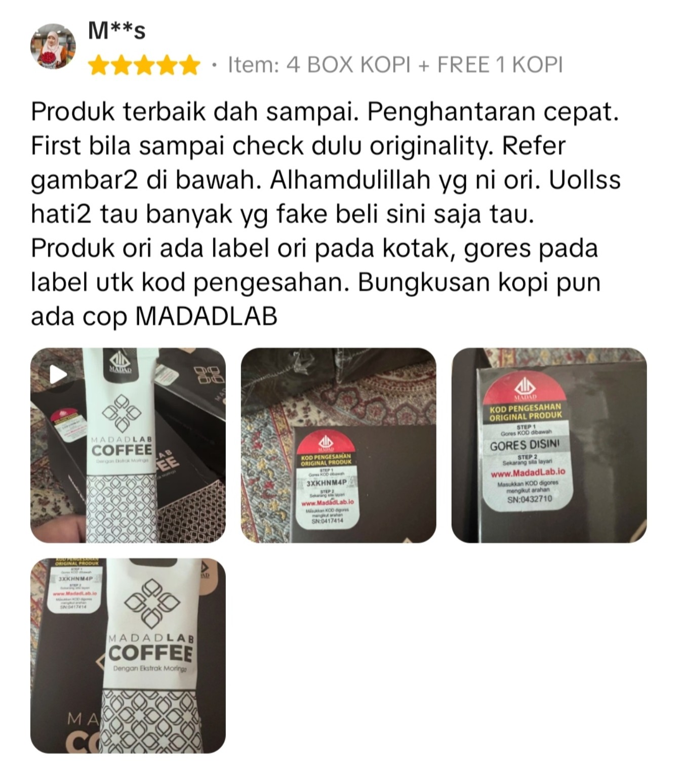 Screenshot ulasan pelanggan MadadLab Coffee 09