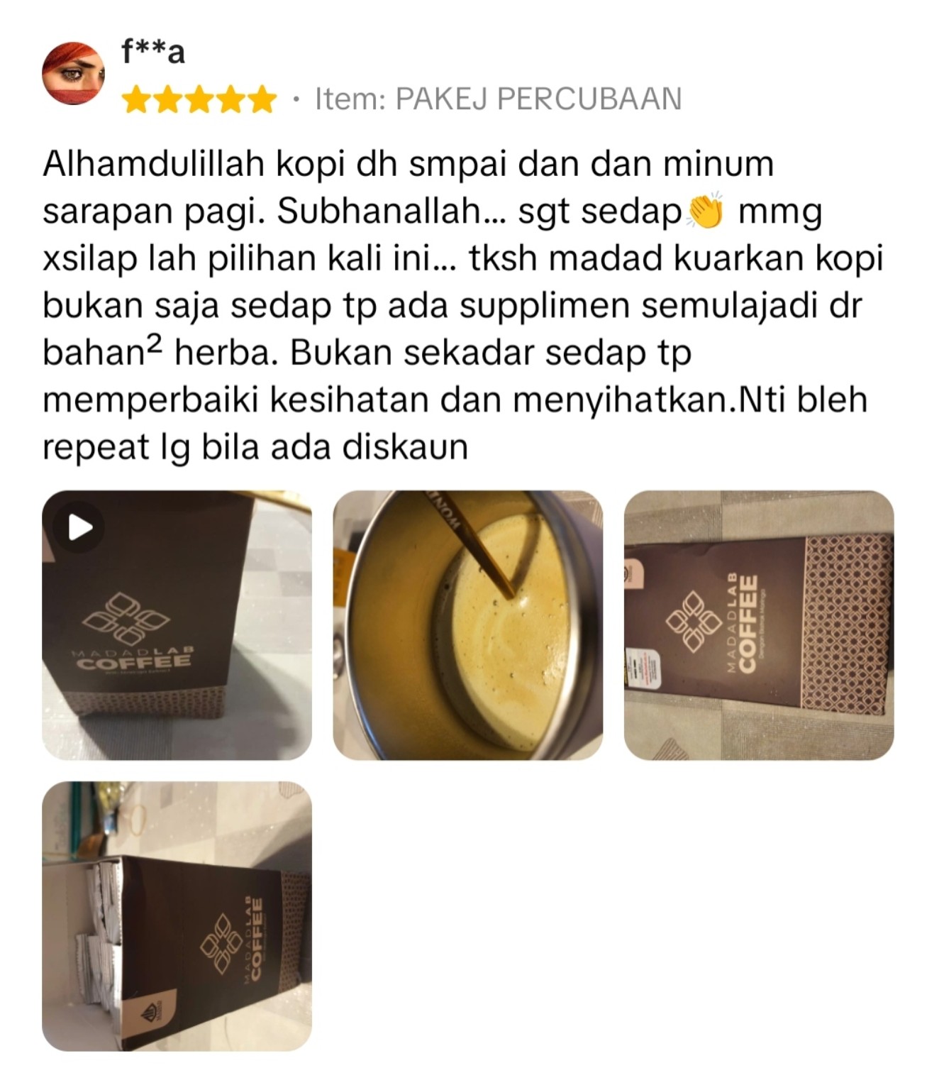 Screenshot ulasan pelanggan MadadLab Coffee 12